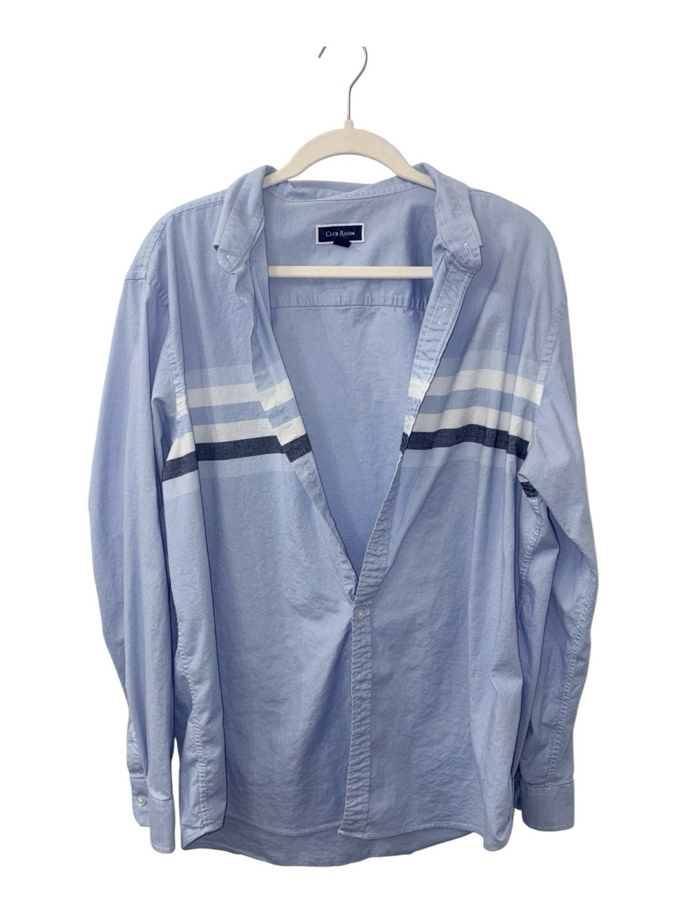 Club Room Light Blue Striped Men's cotton Button-Down Shirt Jacket size XL